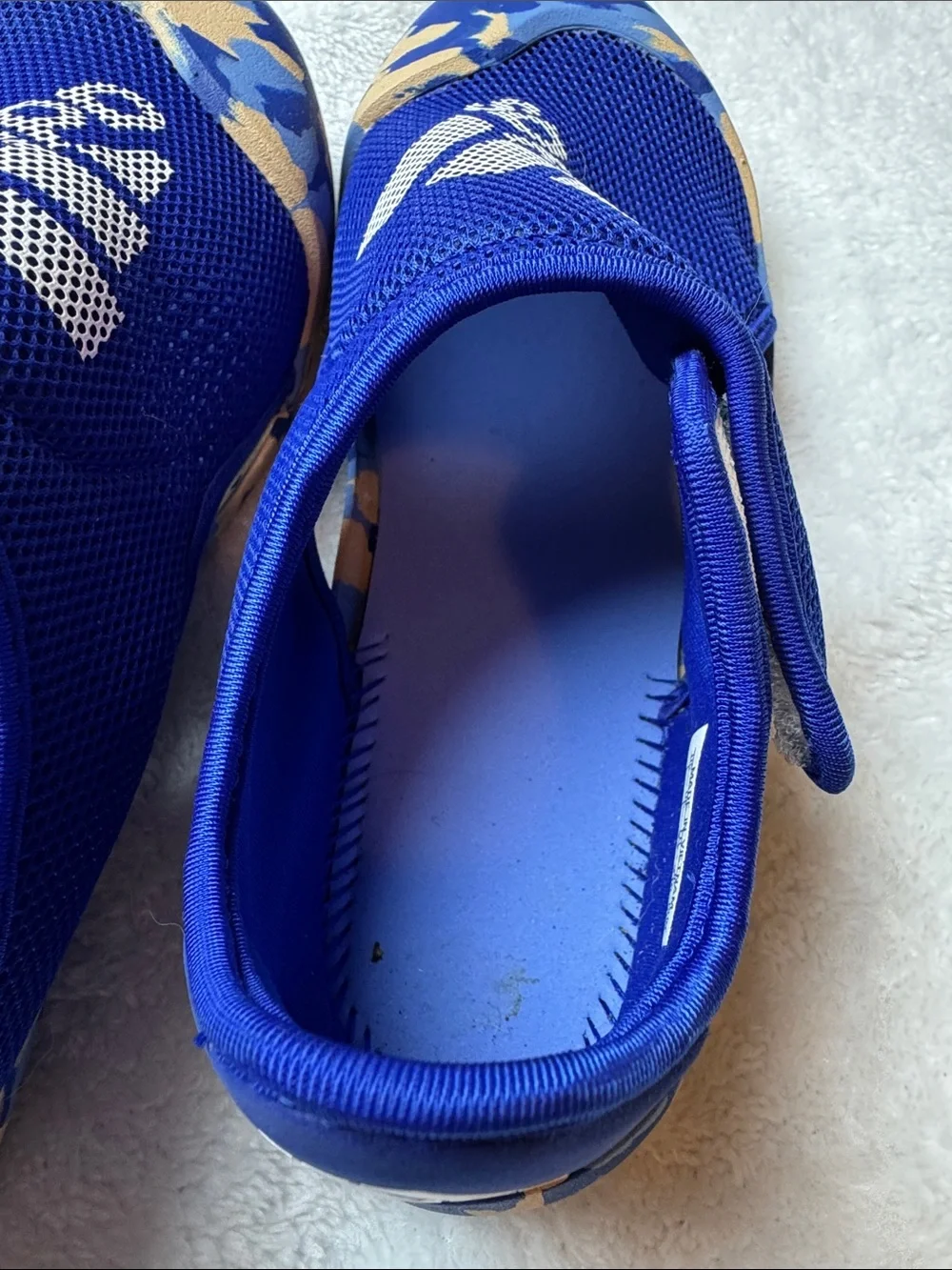 adidas Kids Royal Blue Slip-On Water Shoes with Camouflage Toe